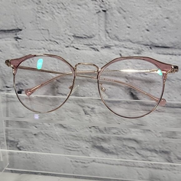 Firmoo Suofeia Eyeglass Replacement Frames S11093-C03 Womens Rose Gold‎ Half Rim main image 5